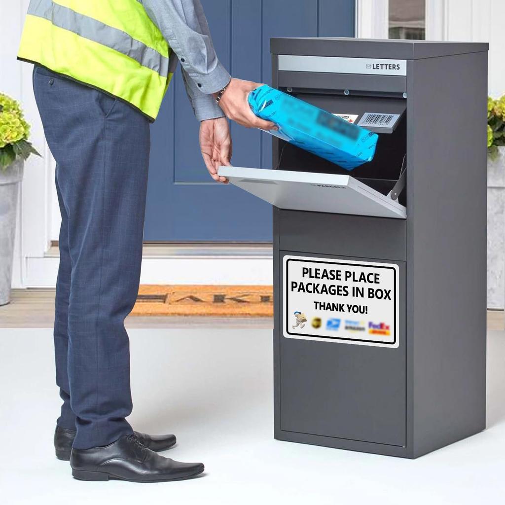 Package Delivery Sign Magnetic Soft Adhesive, 10x7 Inch Please Leave Packages Here Sign for Delivery Drivers, Please Place Packages In Box Thank You,