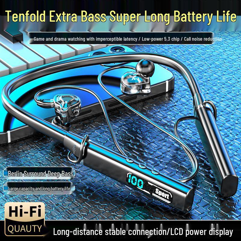 2025 Bluetooth Neckband Headphones: Heavy Bass, Wireless, Noise Cancelling, Long Standby, Sports & Running