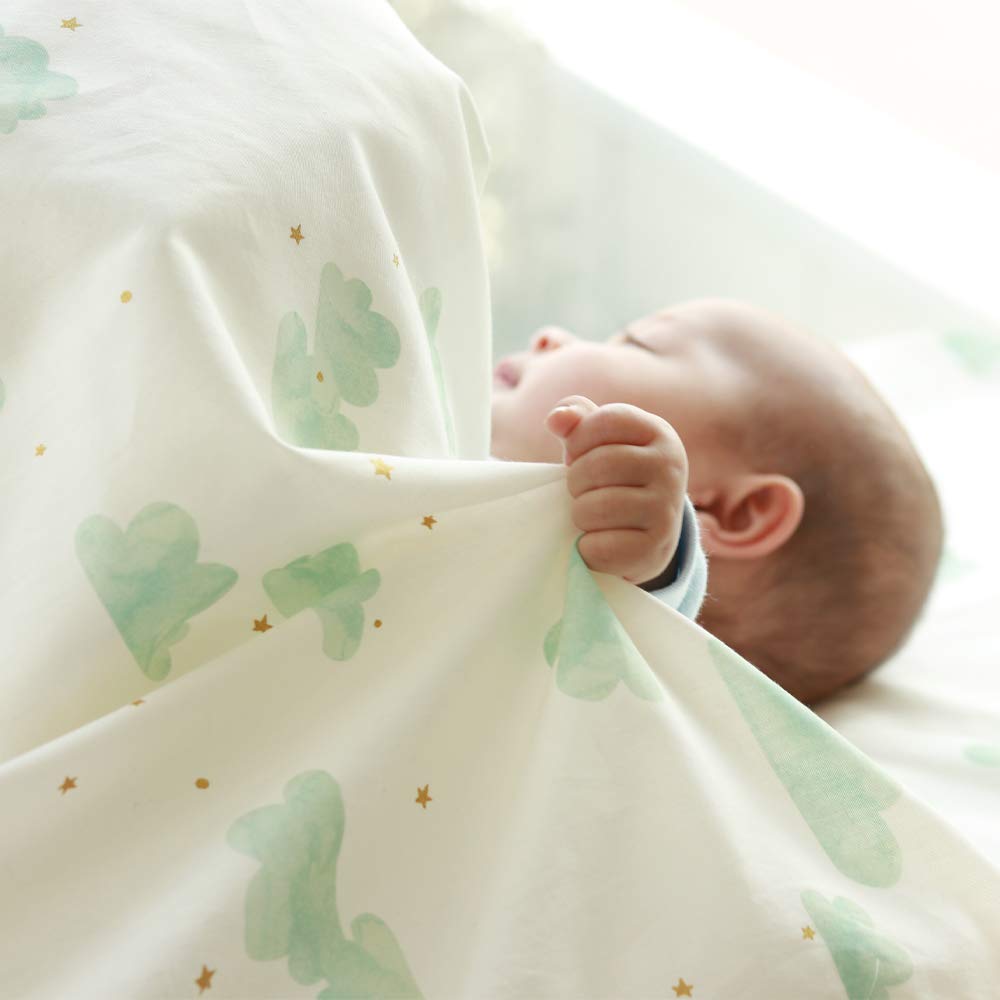 Sandesica Fully Washable 5-Piece Nap Bedding Set with Bag and Iron-On Name Tag, Fluffy (Cloud Pattern) [Made in Japan] 1319-8888-50