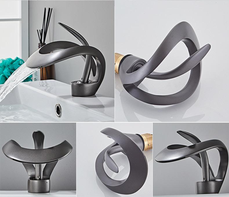 High-End European Style Brass Waterfall Basin Faucet in Golden Finish for Luxury Hotels and Villas