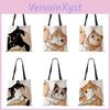Bag Cartoon Canvas Shoulder Cat Women Harajuku Kawaii Reused Large Capacity Casual Handbag 2022 Shopping Folding Tote Books Bag