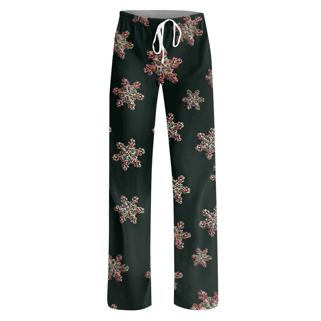 Dámské ležérní kalhoty se stahovací šňůrkou s vánočním potiskem
