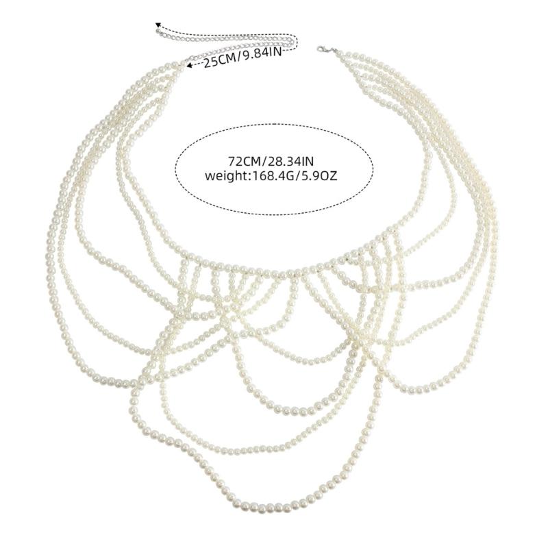Contemporary Imitation Pearls Shoulder Jewelry for Women Body Chain Suitable for Enhancing Outfits At Various Event