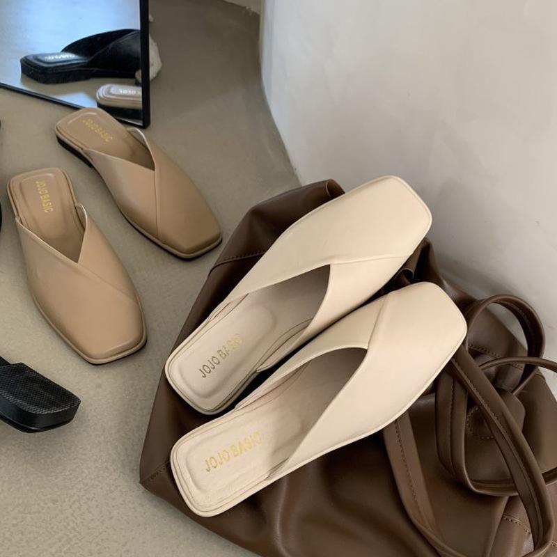 Women's Flats Sandals Fashion Summer Outdoor Soft Bottom Mules Casual Square Toe Shoes Lady Comfy House Slippers
