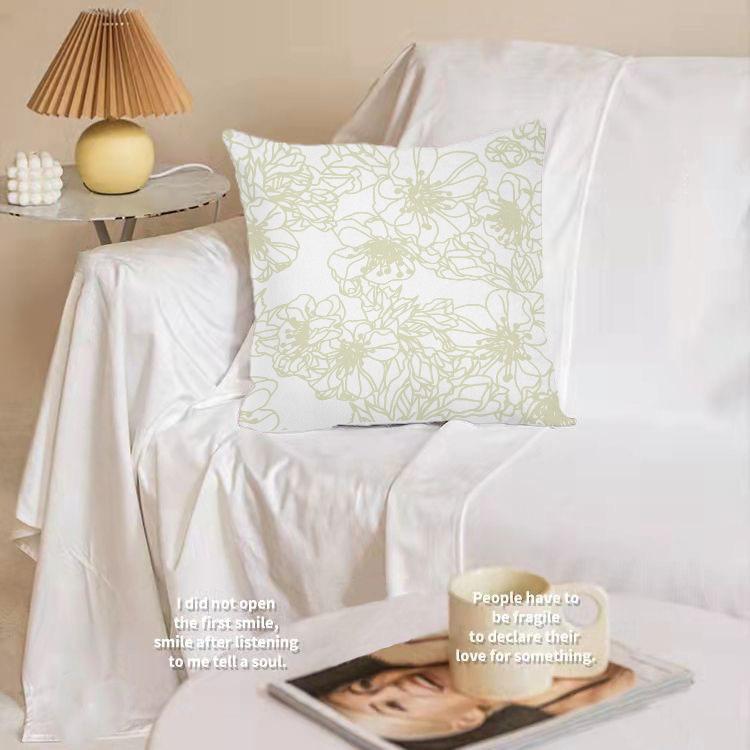 Nordisch Schlicht Grün Klein Frisch Floral Modern Schlicht Kissen Sofa Wohnzimmer Modell Wildleder Lendenkissenbezug Kissen