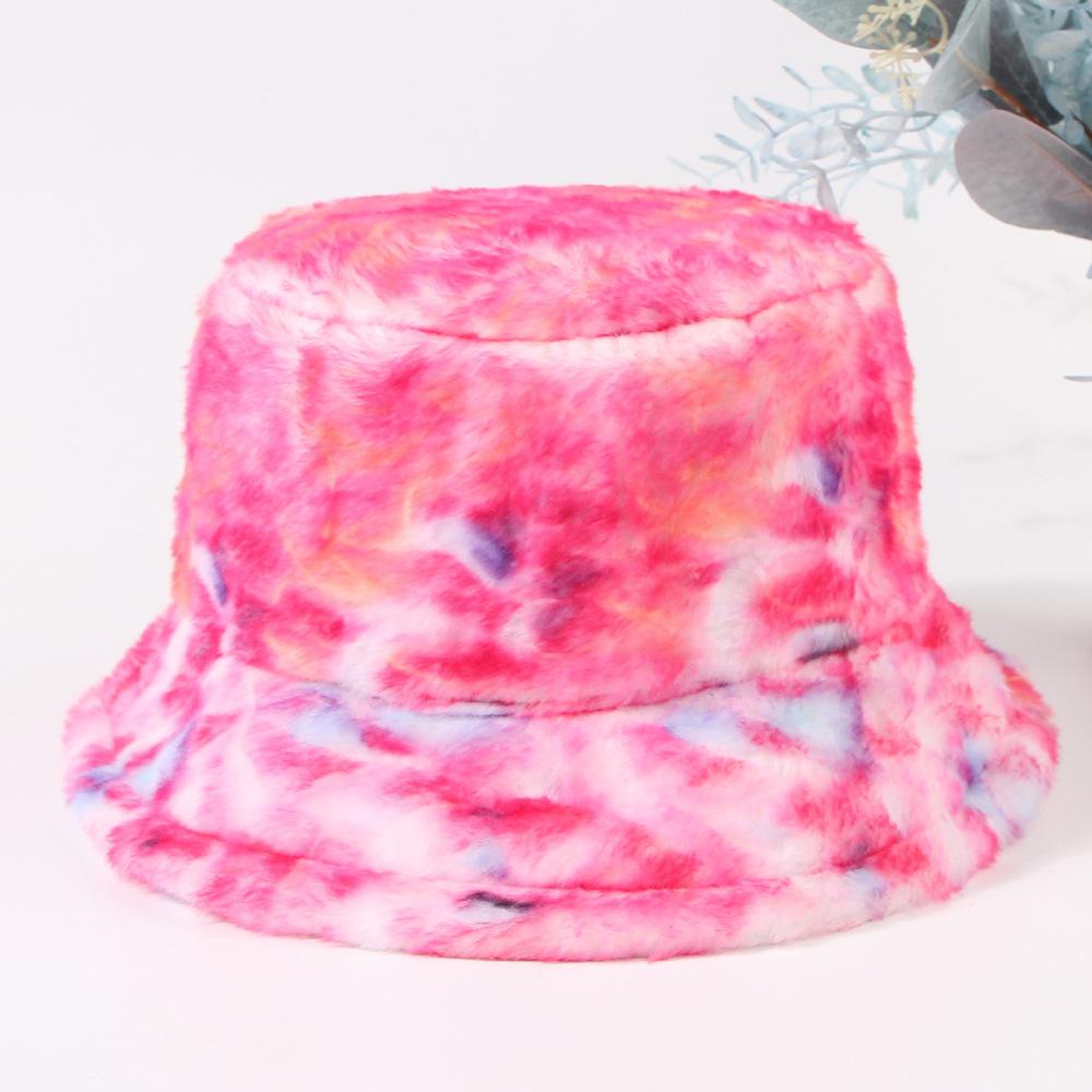 Women S Print Plush Fisherman Hat Adjustable Lightweight Polyester Material Moisture-Wicking for Autumn and Winter розовый