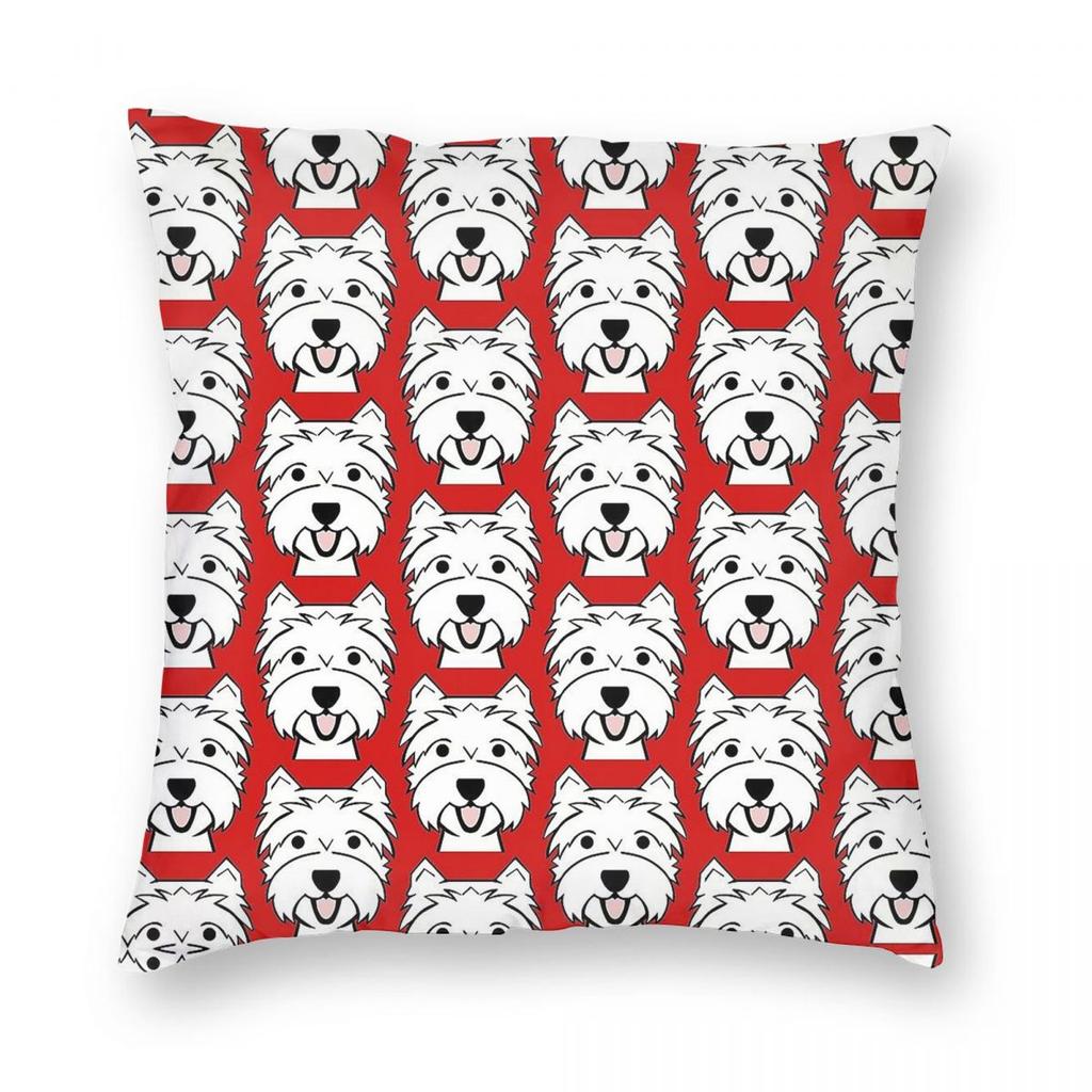 West Highland White Terrier Square Pillowcase Polyester Linen Velvet Printed Zip Decor Pillow Case Home Cushion Cover