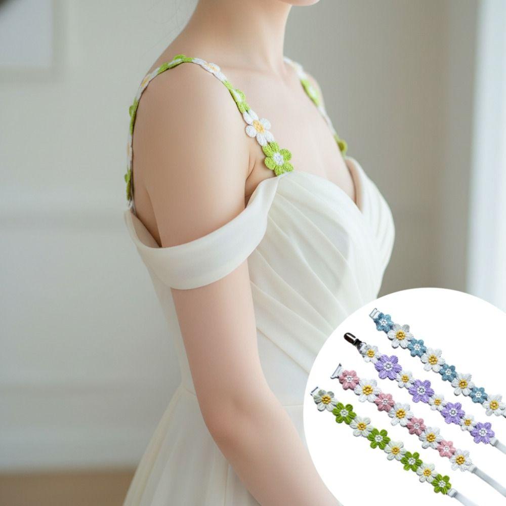1 Pair Removable Floral Bra Straps Elastic Floral Shoulder Belts New Lingerie Strap Belt  for Dress