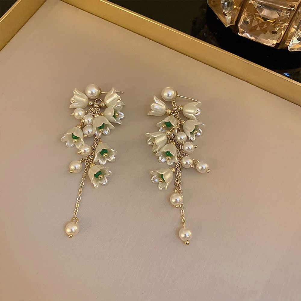Gift Lovely Cute Tassel Flower Female Earrings Dangle Earrings Korean Style Ear Drop Pearl Earrings