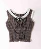 WEGO PHILLY Ruffle Sleeveless Check Brown Blouse, Women's,