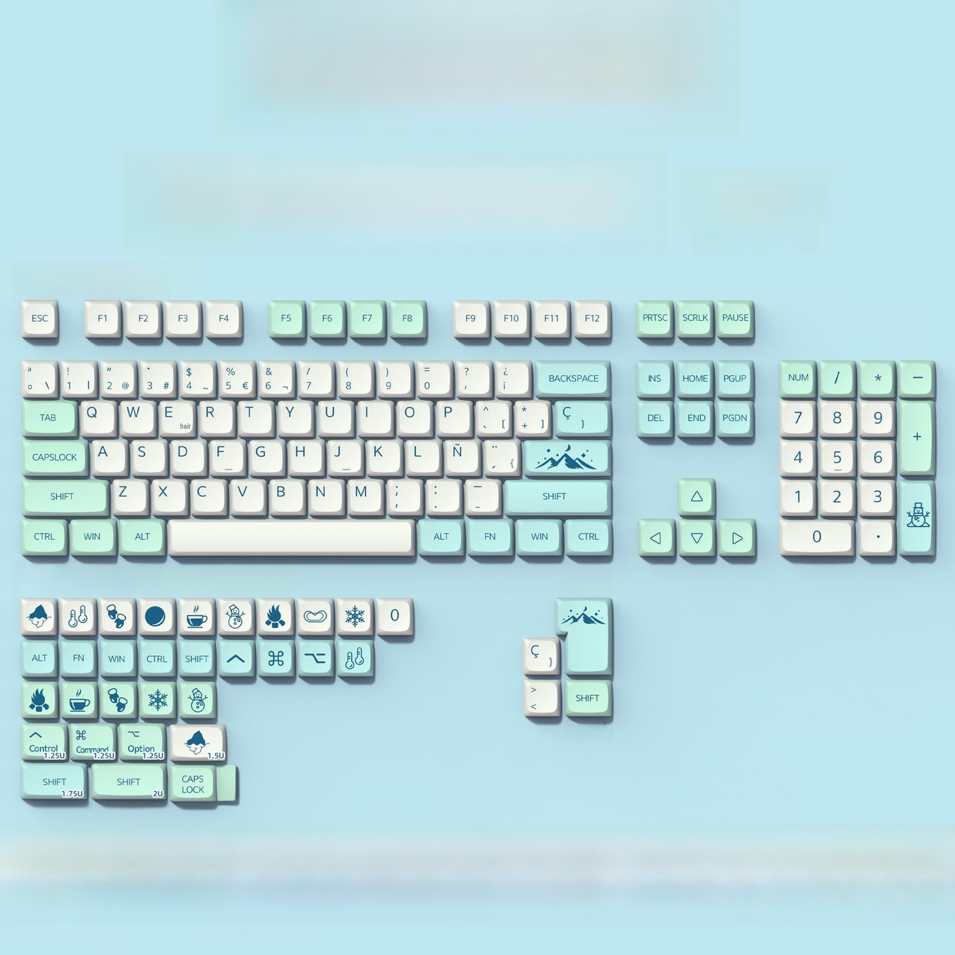 

Клавіатурні ковпачки PBT Dye-Sub профілю XDA для механічних клавіатур (68/75/84/96/980/104) 139-key Spanish айсберг