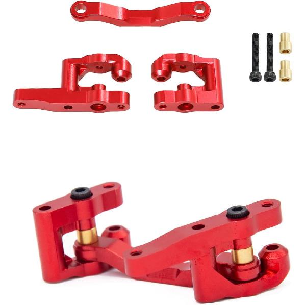 7075 Aluminum Steering Set for Arrma 1/18 Granite Grom Mega RC Car Upgrade Parts(Replace ARA340202)(Red)