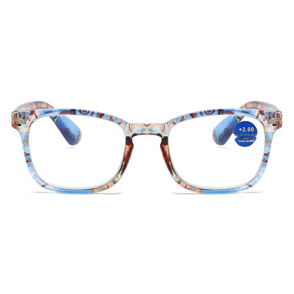 Women's European & American Style Floral Reading Glasses with Spring Hinges & Anti-Blue Light Protection