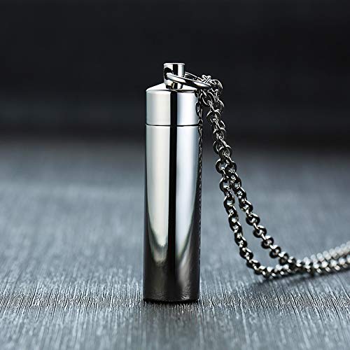 Rockyu Stainless Steel Memorial Necklace with Ashes, Matte Mirror Finish, Removable, Perfect for Keeping Ashes, Popular Commemorative Necklace, Column