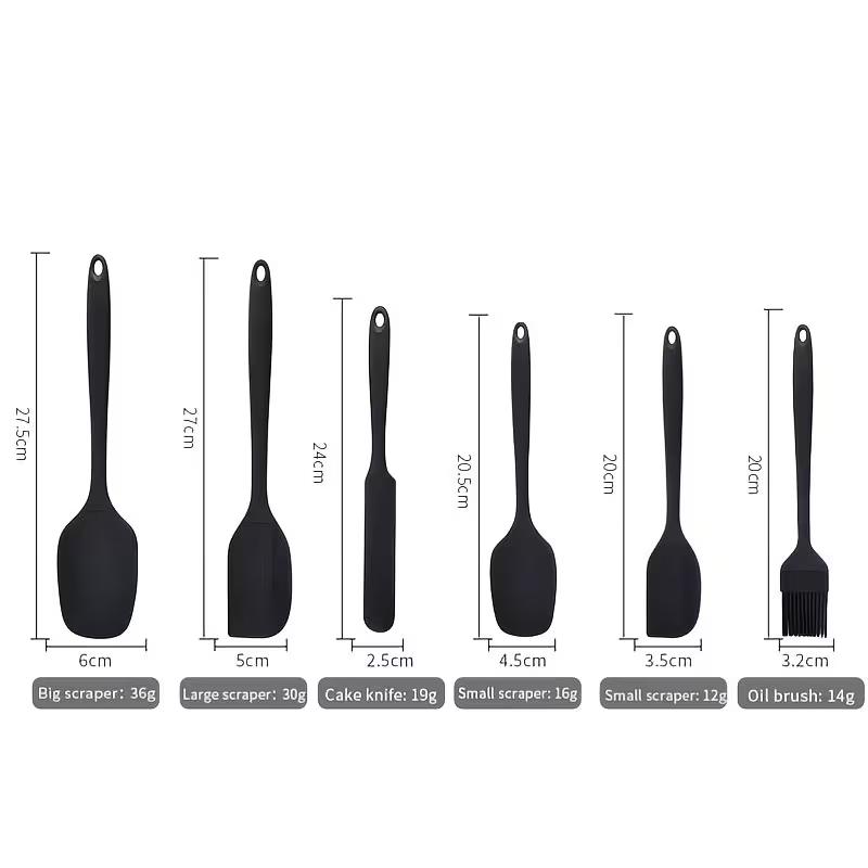 6pcs Silicone Kitchen Cooking Tools Set Baking Utensils Spatula Scraper Oil Brush Cake Cream Spatula Kitchen Baking Accessories