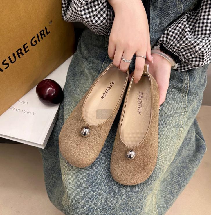 Retro Xiaoxiangfeng Single Shoes One-pedal Ladyshoes Commuter Shoes Spring and Summer French Women's Shoes Flat Grandma Shoes Doudou Shoes