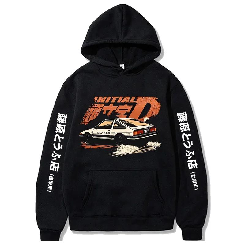 Anime Initial D Tištěné Mikiny Letní Dospívající Ležérní Volné Módní Retro Divoký Streetwear Y2K Dlouhý Rukáv Fleece