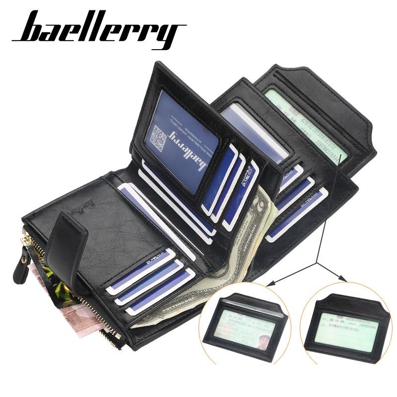 Baellerry Vintage peněženky Multifunkční unisex PU kožená peněženka na mince pro muže Dámské peněženky s držákem na karty