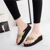 2024 Women Summer Sequins Flip Flops Woman Beach Bohemian Slippers Ladies Platform Mid Heels Shoes Sapato Feminino 785kj