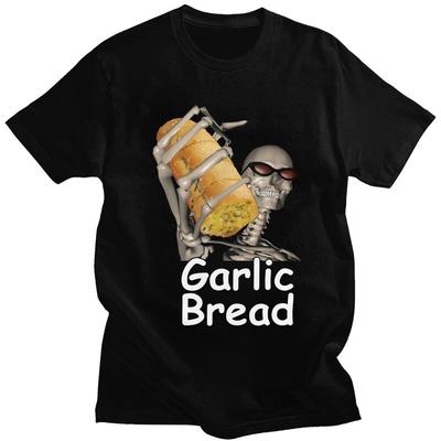 Custom Trendy Knoflookbrood Skelet Kwaadaardig Skelet Grappige Meme T-shirt Heren Puur Katoen T-shirt Vrijetijdsshirts Streetwear T-shirts