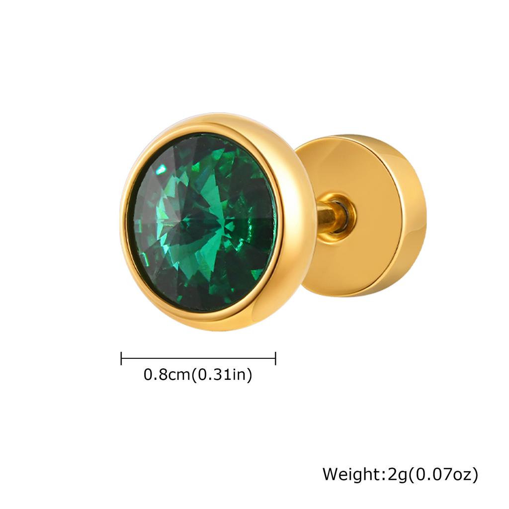 Anti Allergy Round Zircon Stud Earring for Men,AAA CZ Stone Stainless Steel Ear Stud,Hip Hop Classic Jewelry Gift