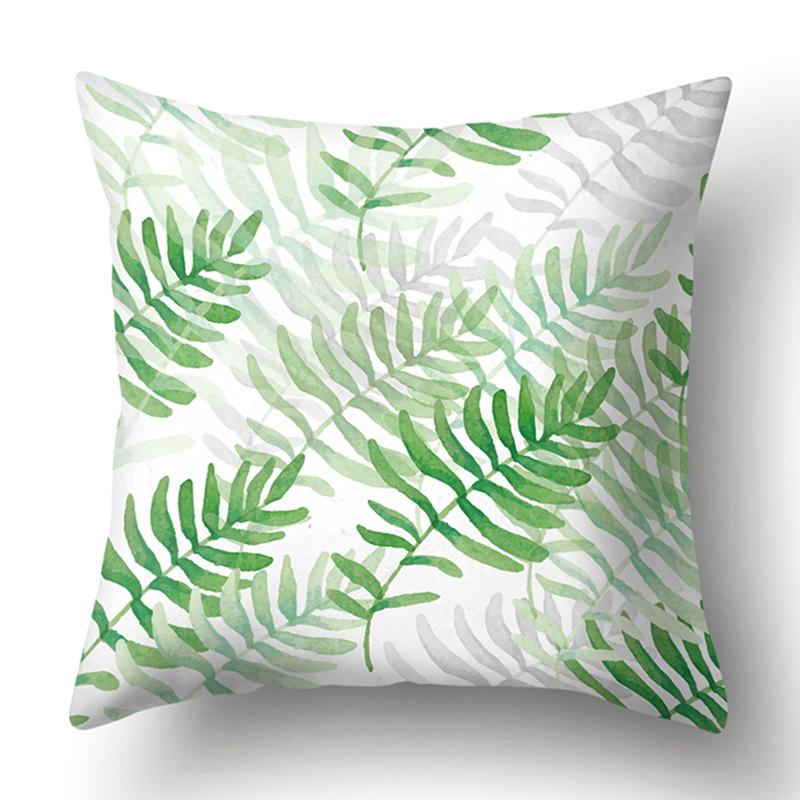 Polyester Pillowcase Green Tree Leaf Pillowcase Home Soft Furnishing Car Cushion Cover