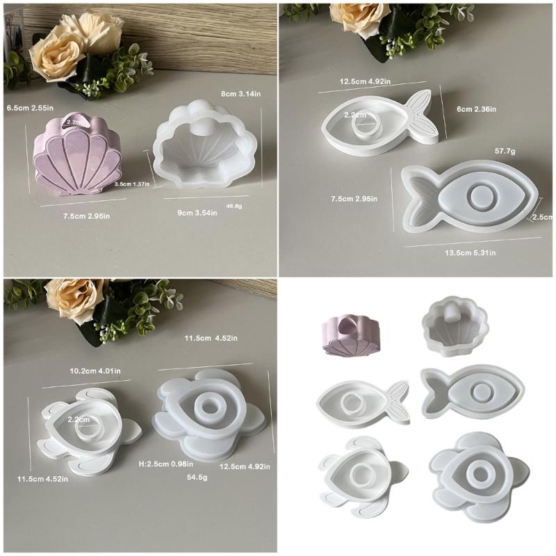 3Pcs Reusable Silicone Candle Making Mould Craft for Home Decoration Shell Fish Turtles Shape Sturdy Materials