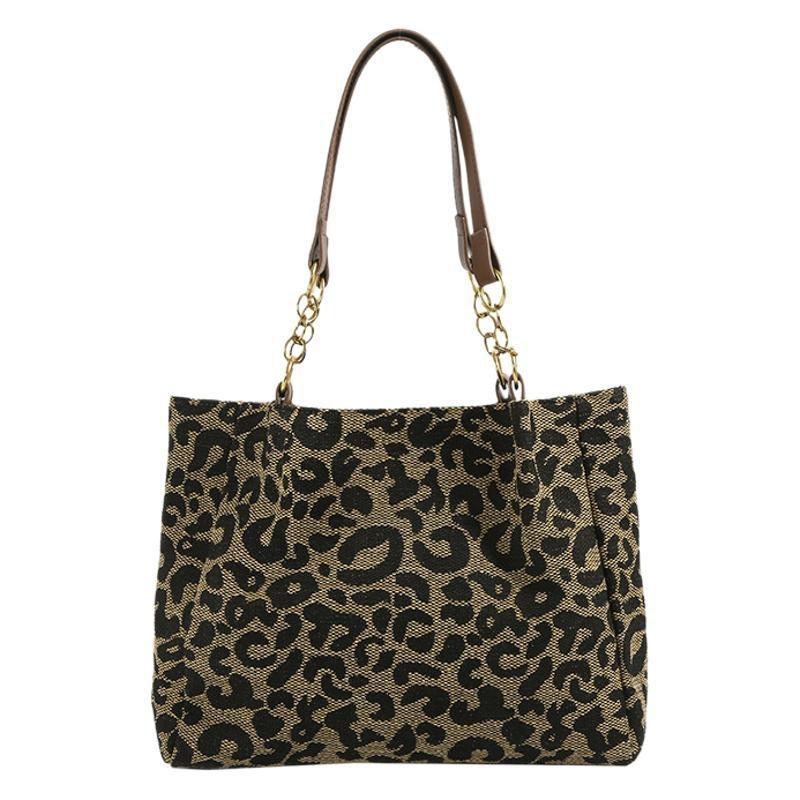 Große Kapazität Leopardenmuster Tasche Damen Herbst neu vielseitig Retro Canvas Tragetasche Pendler Umhängetasche