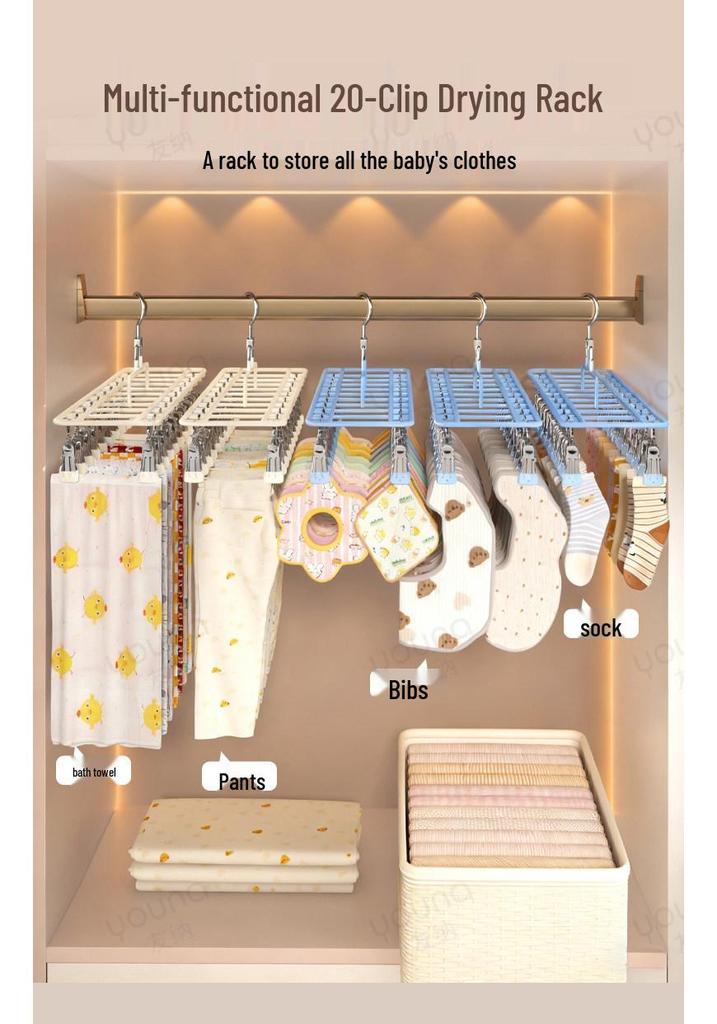 Stainless Steel Windproof Clothes Hanger: Multi-Clip Socks and Underwear Drying Rack for Balcony Use
