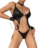 Erotic Halter Chain Lingerie Sexy Lingerie Bodysuit Latex Leather Body Sexy Underwear Bandage Backless Bodysuit Bra Teddies