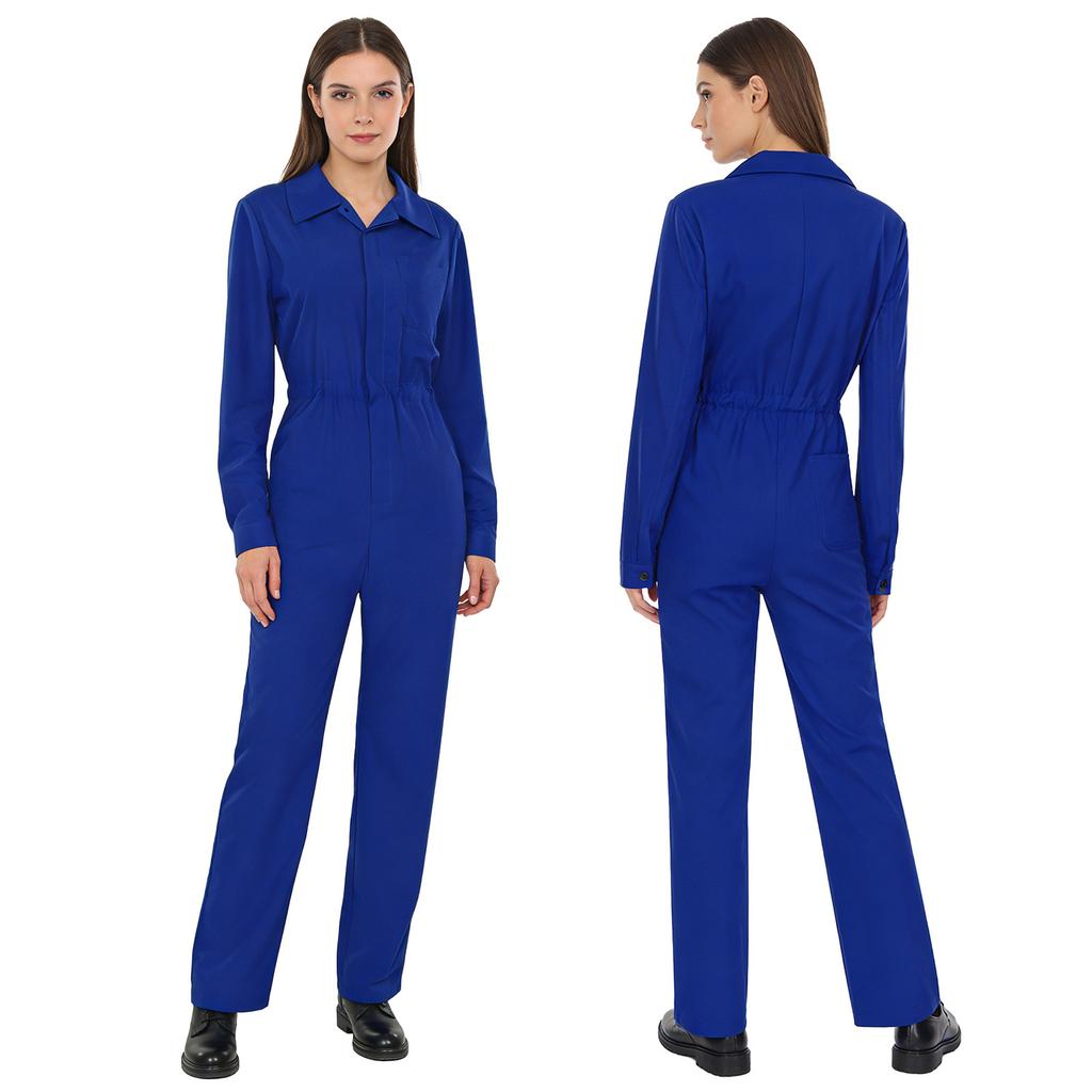 Womens Long Sleeve Coverall Mechanic Uniform Workwear Boiler Suit Overalls Loose Fit Jumpsuit Rompers
