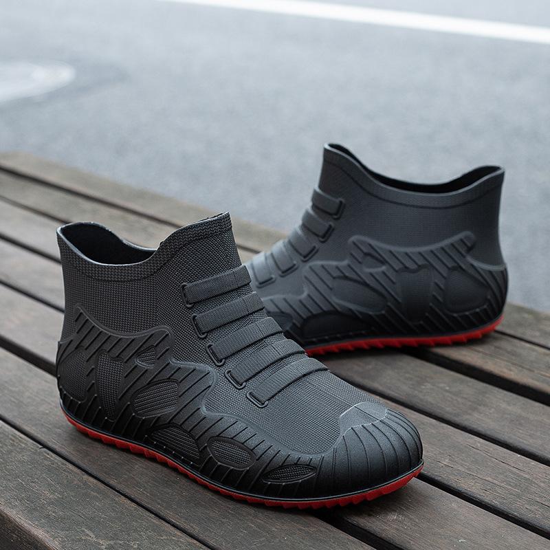 New Men's Rain Shoes Waterproof Shoes Non-slip Rain Boots Short Tube Fashion Foot Rubber Shoes Wear-resistant