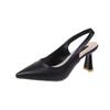 Elegant Pointed Toe High Heels With Clear Back And Mid Heel For Summer Wear