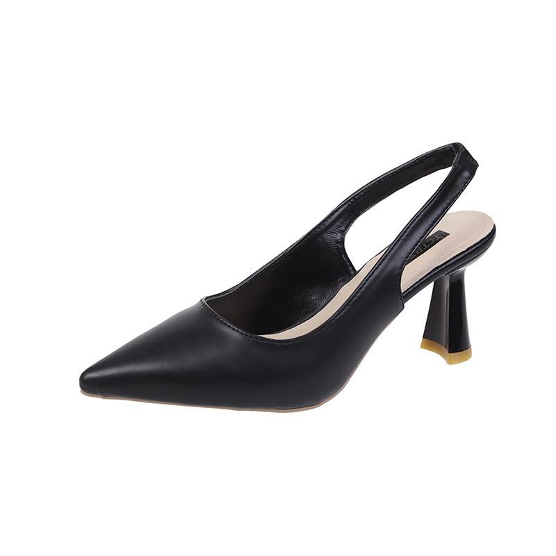 Elegant Pointed Toe High Heels With Clear Back And Mid Heel For Summer Wear