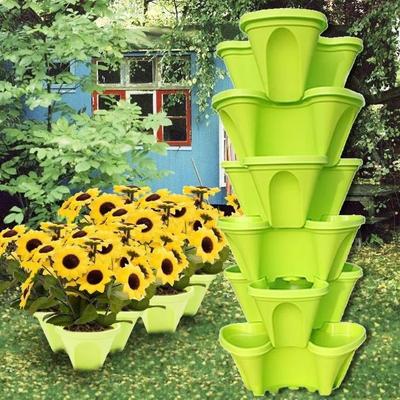 1 Pièce Pot de Fleurs en Plastique Empilable Jardinière Vase Porte-Plante Pots de Pépinière 5 Couleurs Décoration Maison Jardin Balcon