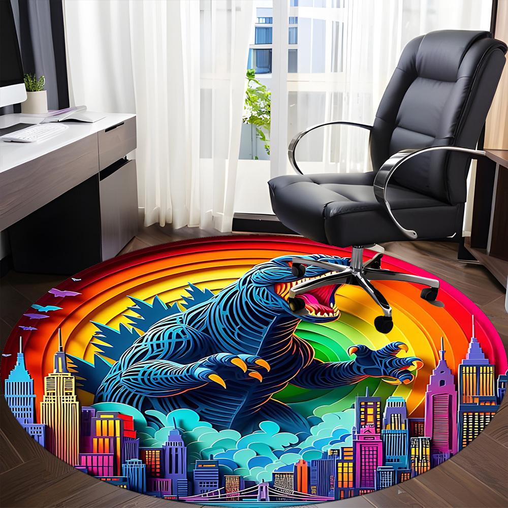 1pc Dinosaur Office Round Area Rug, Under Office Chairs Bedroom Living Room Home Decor a1016234