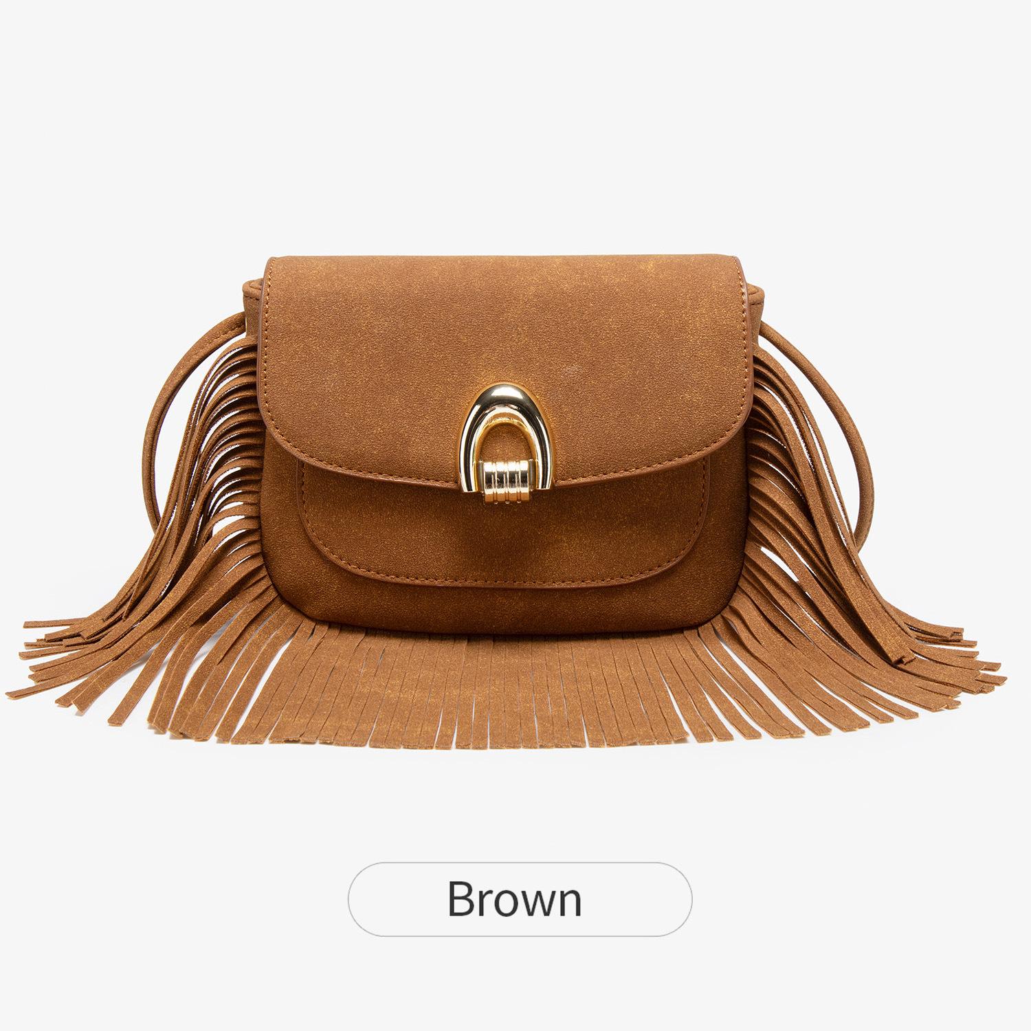 

Богемная ретро сумка кроссбоди с кисточками - Универсальная женская наплечная сумка в европейском и американском стиле коричневый