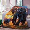 1 peça Manta Flanelada Aconchegante com Estampa de Elefante Macia, Quente, para Cama, Soneca no Escritório e Camping, manta de pelúcia para Cama