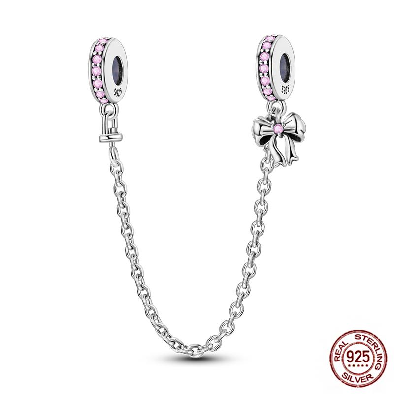 Round 925 Copper Clasp Pave Clip Charms Blue Star Moon Butterfly Slide Safety Chains Spacer Beads Fits Original Bracelet Zircon