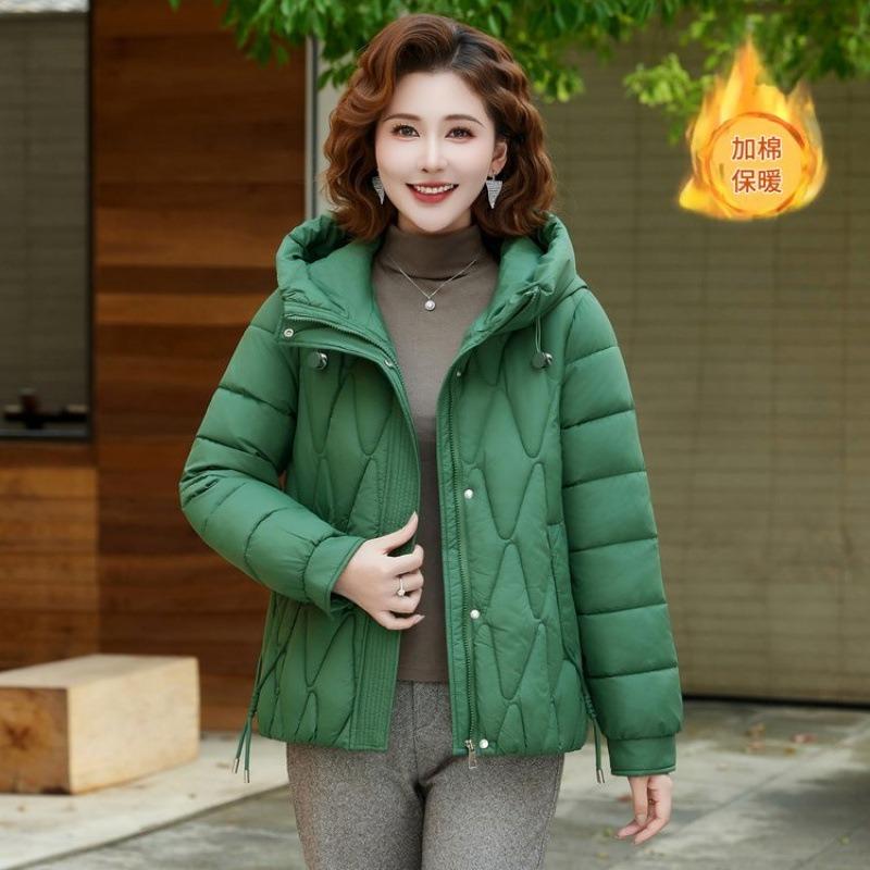 

Мама зимняя пуховая хлопковая одежда теплая хлопковая одежда средняя пожилая женщина новая короткая хлопковая куртка утолщенное пальто свободное 5XL [recommended 150-80kg] зелёный