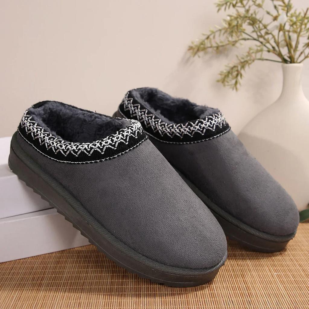 New Women's Wool Slippers Warm Platform Wool Low-top Snow Boots Slippers Women's Outdoor Anti-Slip Boots Shoes for Women