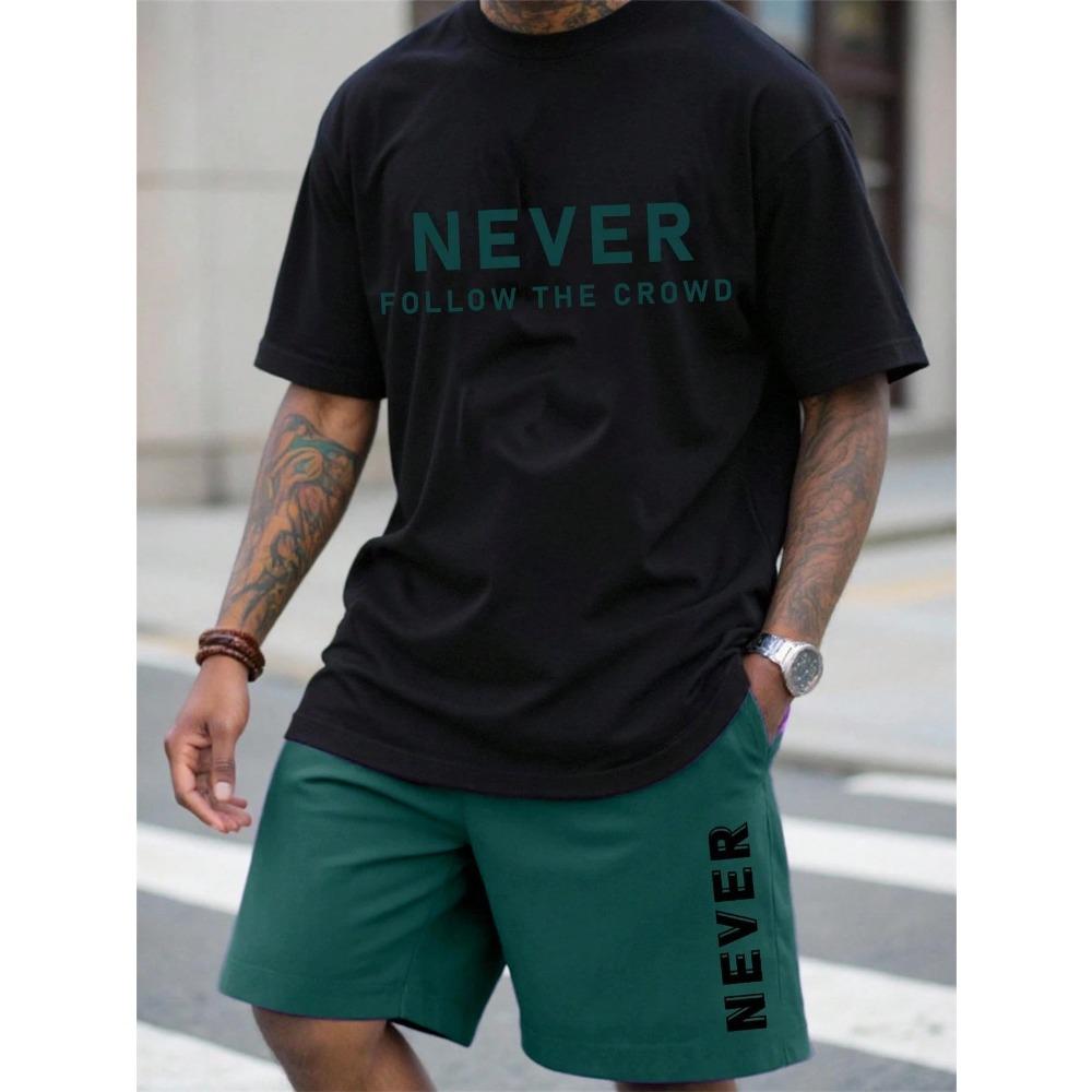 Summer New Arrival 3D Letter Print Set Street Style Casual Menswear Minimalist Comfort Set Men s Breathable Two-Piece Set S