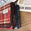 Korean Style Women's Red Plaid Imitation Cashmere Winter Scarf - Warm, Trendy Neck Warmer for Students & Couples