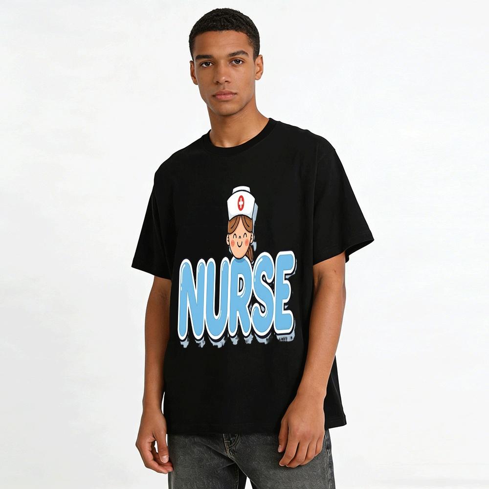 Cute Nurse Themed Graphic Casual Daily T-Shirt For Men And Women Pure cotton T-shirt