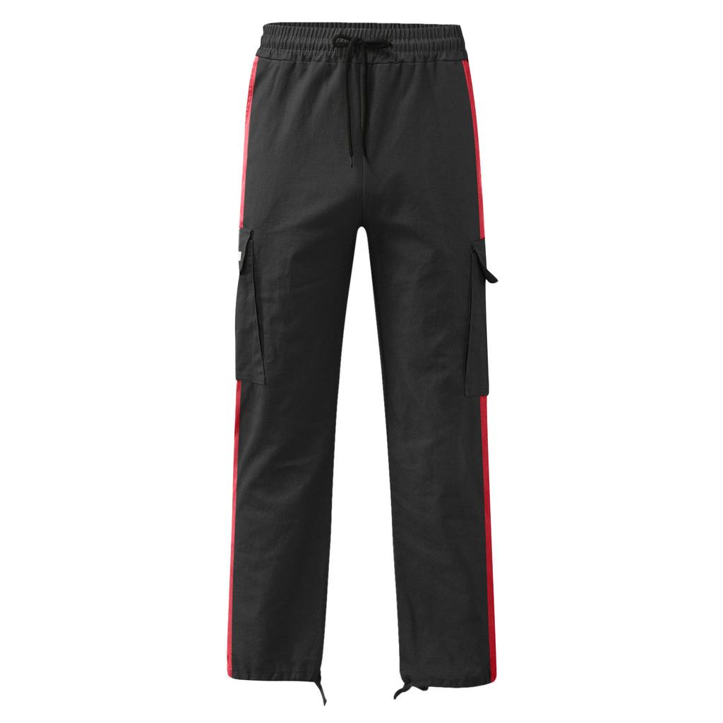 Spring and Autumn Men's Overalls Drawstring Drawstring Pocket Color Matching Long Pants
