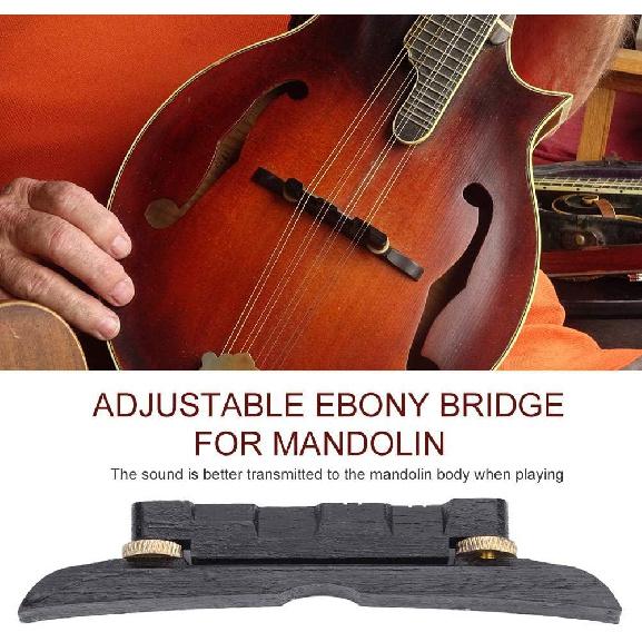 Dilwe Mandolin Bridge, Adjustable Ebony Bridge Mandolin Instrument DIY Repair Parts
