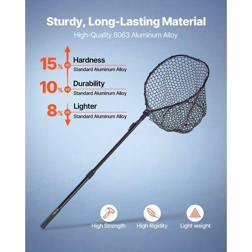 VEVOR Fishing Net, Foldable Landing Nets with Telescopic Handle, Portable Lightweight and Stronger 6063 Aluminum Fish Gear