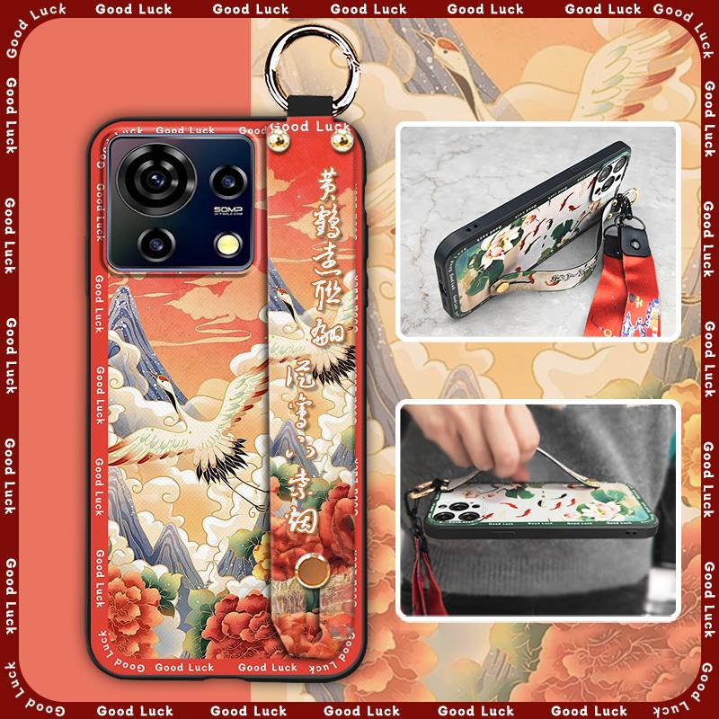 Protective Soft case Phone Case For ZTE Blade V50 Vita Fashion For Mom Shockproof Wristband Elderly lady Wrist Strap