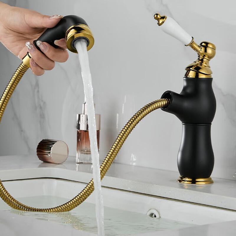 MDNG French Retro Copper Basin Pull-Out Faucet