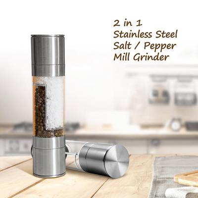 2019 Alta Calidad 2 en 1 Acero Inoxidable Manual Molinillo de Pimienta Sal Especias Cocina Herramientas de Condimento Soporte Venta al por Mayor